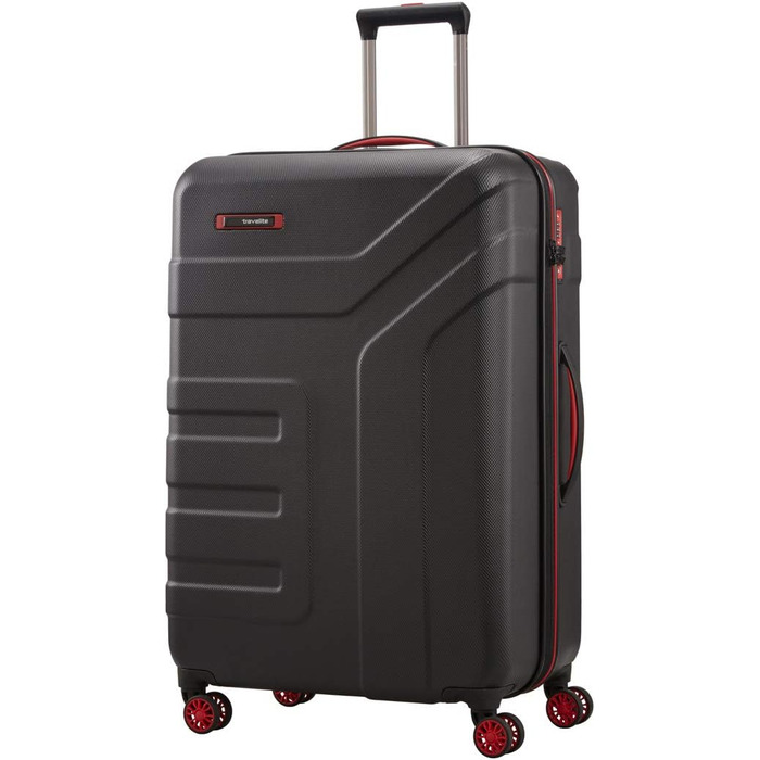Чемодан Travelite Vector 77 см, L, з TSA замком, 103 л, чорно-червоний