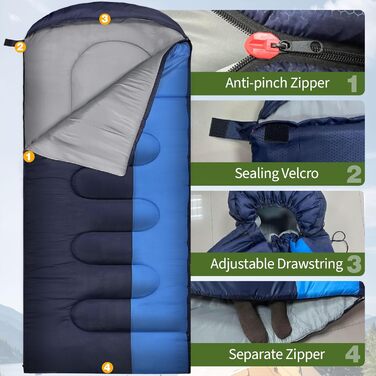 Сплячий мішок Outdoor для дорослих, зимовий, машинного прання, водонепроникний, 3-4 сезони, з компресійним мішком, для кемпінгу, походів, подорожей, 0°C, комфортний, рожевий