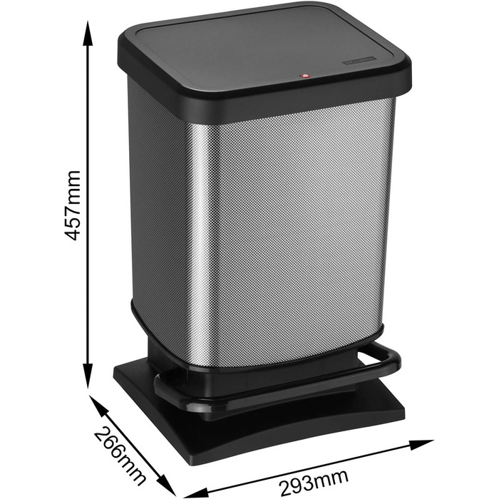 Відро для сміття Rotho Paso 20л з педальним механізмом, пластик PP, BPA-free, carbonmetallic