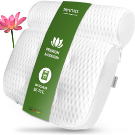 SilverRack Bathtub Pillow MEDIUM-SOFT [White 4D] - Neck Pillow for Bathtub with Suction Cups as Bathtub Accessory - Pillow for Bathtub - Bath Pillow with Ergonomic Fit