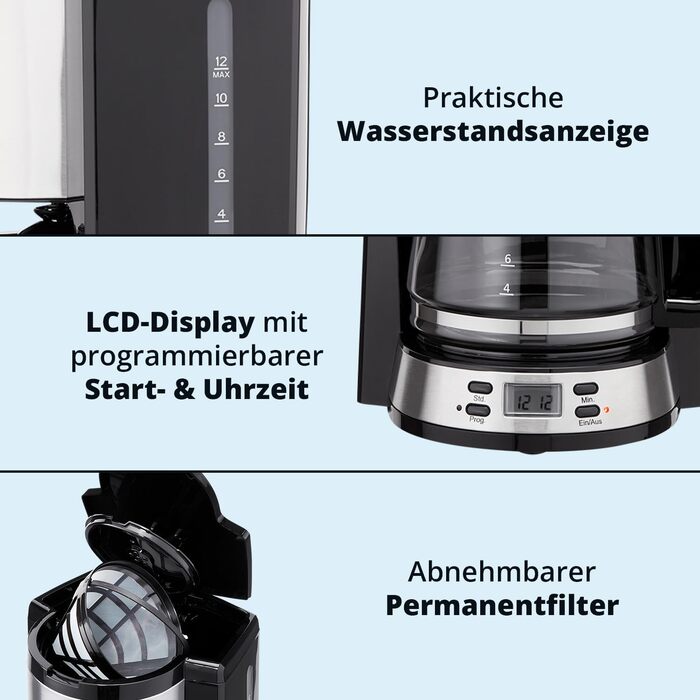 Набір для сніданку KHG: чайник та тостер з нержавіючої сталі, сріблястого кольору, об'єм 1 л та 2 тости, точний вилив, поворотний на 360°, 6 рівнів підсмажування, функції підігріву, розморожування та для багелів, піддон для крихт (комплект з кавоваркою)