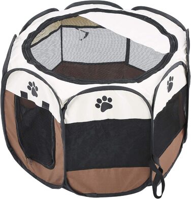 Клітка-забіг для цуценят Ejoyous, складана клітка для собак, переносна клітка-забіг для тварин, сітчаста накидка, для кроликів, котів, всередині та зовні, 68 x 53 см (колір кава)