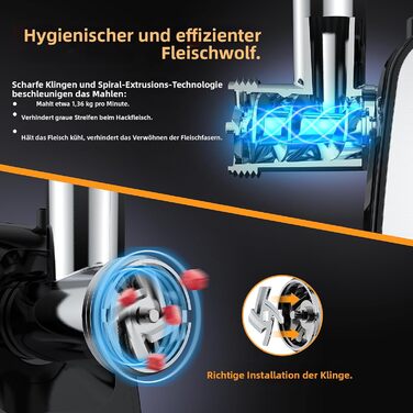 М'ясорубка електрична 2800 Вт нержавіюча сталь з насадками для ковбас та кубебе, для дому Mg090c