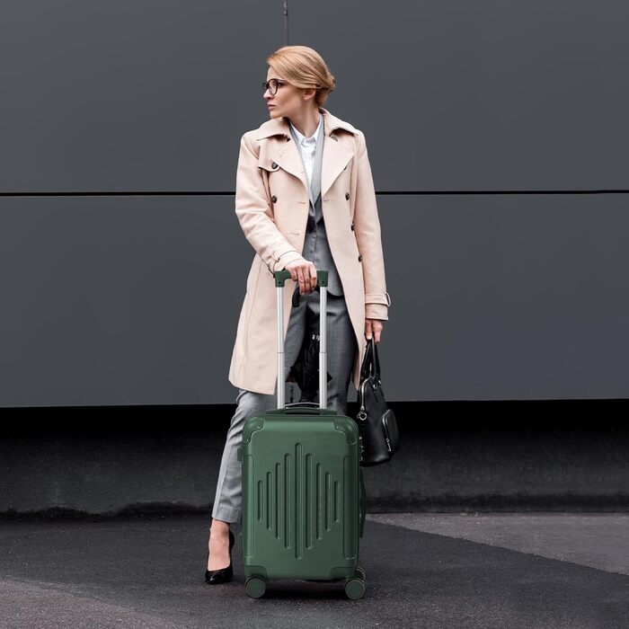 Набір валіз LALAHO Zwillingsrollen: M, L, XL (Рожеве золото, 55см, 65см, 65см). Чемодани-ролики з жорстким корпусом