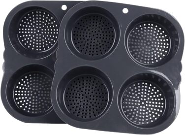Dpofirs Loaf Pan with Four Cups, Mini Burger Buns Made of Food-Grade Silicone Material, Burger Buns Baking Mold with Non-Stick Coating, High Heat Resistance for Bread and Buns