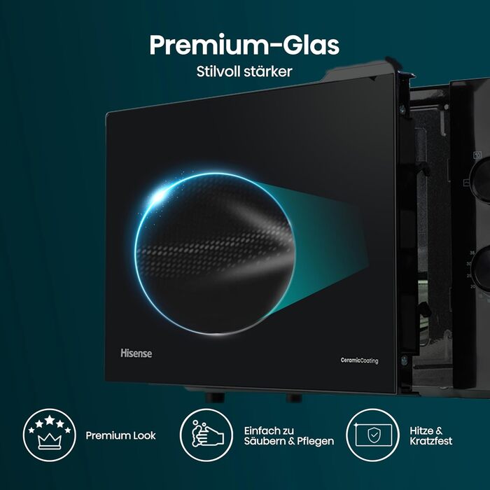 Мікрохвильова піч Hisense H20MOBS4HI 20 л з InverterTech, керамічним покриттям та дитячим блокуванням (чорний)
