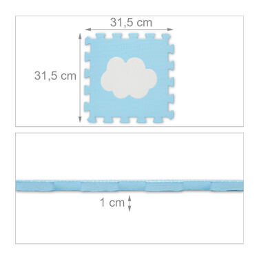 Relaxdays 18-Piece Puzzle Mat Cloud