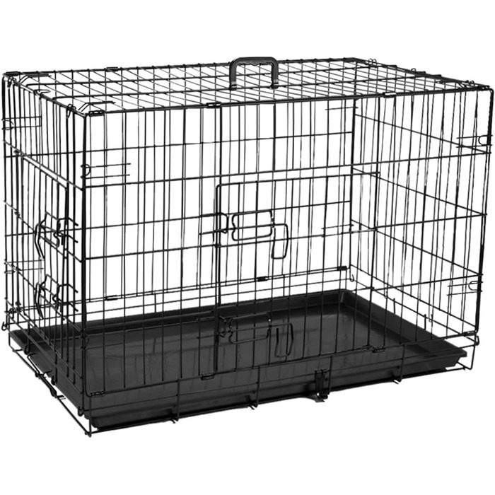 Клітка для собак 60x43x48 см, складана переноска з металу для собак, 2 дверцята, переноска для тварин, авто-переноска, клітка для собак Small