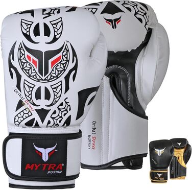 Боксерські рукавички Myra Fusion 10oz, 12oz, 14oz, 16oz для MMA, боксу, спарингу, муай-тай, кікбоксингу (білі/чорні)