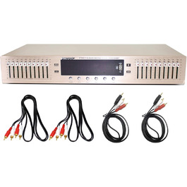 Цифровий HIFI еквалайзер Toplionace EQ898 220В з Bluetooth, USB, стерео підсилювач, 10-смуговий, золотий, для дому та сцени