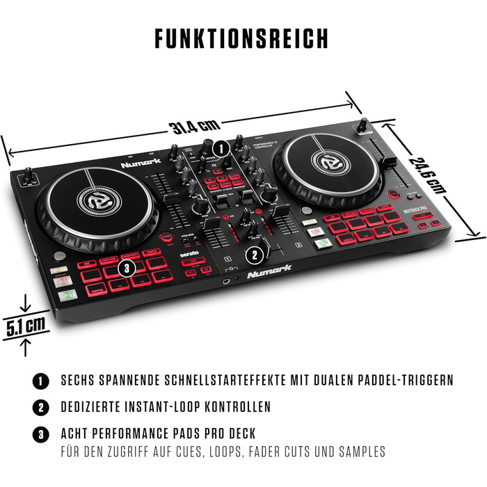 DJ контролер Numark Mixtrack Pro FX з Serato DJ: 2 деки, аудіоінтерфейс, дисплеї Jogwheel та FX-панелі
