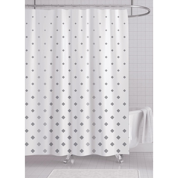 Штора для душу YOUNG DA текстильна біло-сіра з малюнком 