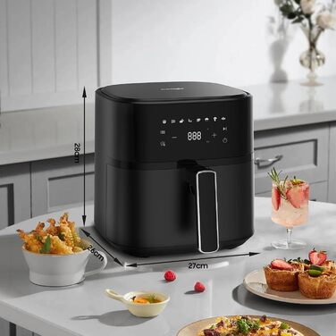 iceagle Hot Air Fryer 6.5 L Airfryer XL - Fryer Without Fat with Metal Interior | 1700W Hot Air Fryer with 8 Cooking Programs, Digital Display, with German Recipe Book