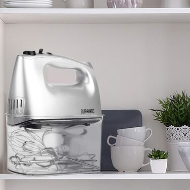 Ручний міксер Duronic 400W з набором насадок: вінчики, гаки для тіста та вінчик для збивання, 5 швидкостей + Turbo, коробка для зберігання. Ідеально для випічки, тіста та збивання яєць.
