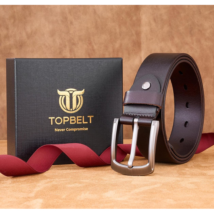 Чоловічий шкіряний ремінь - Jeansgürtel для чоловіків | З подарунковою коробкою | Ширина 38 мм | Колір: коричневий