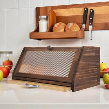 Дерев'яний хлібний ящик з кришкою та дощечкою для нарізання, Brotaufbewahrung