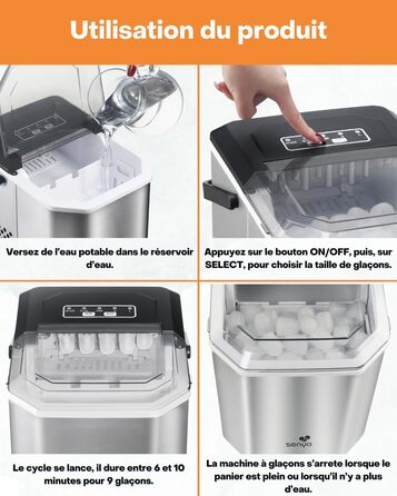 Машина для приготування льоду SENYA – 2 розміри кубиків, 12 кг/24 год, бак 1,3 л, LED-дисплей, інфрачервоне виявлення, нержавіюча сталь