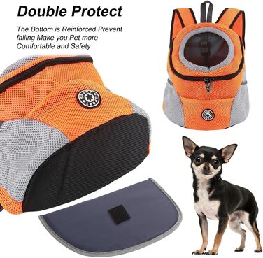 Рюкзак для собак та котів: переноска-рюкзак для маленьких тварин з дихаючим дизайном та водонепроникним дном для подорожей та активного відпочинку (Orange)