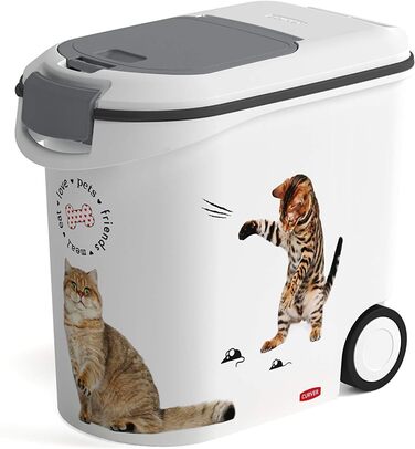 Контейнер для корму Curver Love Pets для котів, 12 кг, 35 л, білий/сірий, 49,3 x 27,8 x 42,5 см