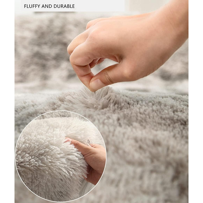 OYIMUA High Pile Rug 120x160 cm Grey White, Modern Fluffy Rug Living Room Children's Room Decor Bedroom Hallway Runner Outdoor Rug Faux Fur Shaggy Plain Bed Runner