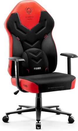 Ігрове крісло Diablo X-Gamer 2.0, ергономічне, з лумбарною підтримкою, текстиль, чорний-червоний, 128x68x55 см