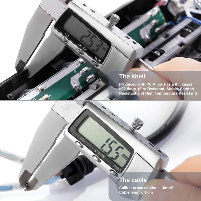 BESTEK Розподільник розеток з 6 розетками, 4 USB, захистом від перенапруги 900 Дж, з вимикачем, синьо-білий, 1.8м кабель