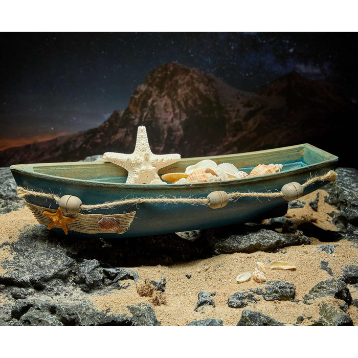 Konjouror Wooden Tray for Boats, 2 Pack, Blue, Boat Model Decoration, Nautical Beach, Ocean Decor