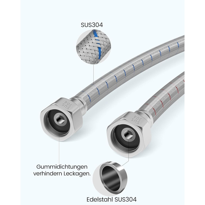 Кухонний змішувач Dayone з висувним виливом, нержавіюча сталь SUS304, високий тиск, для кухні, мікшер, 2 функції, поворотний на 360°, кухонний змішувач (з підключенням до шлангу)