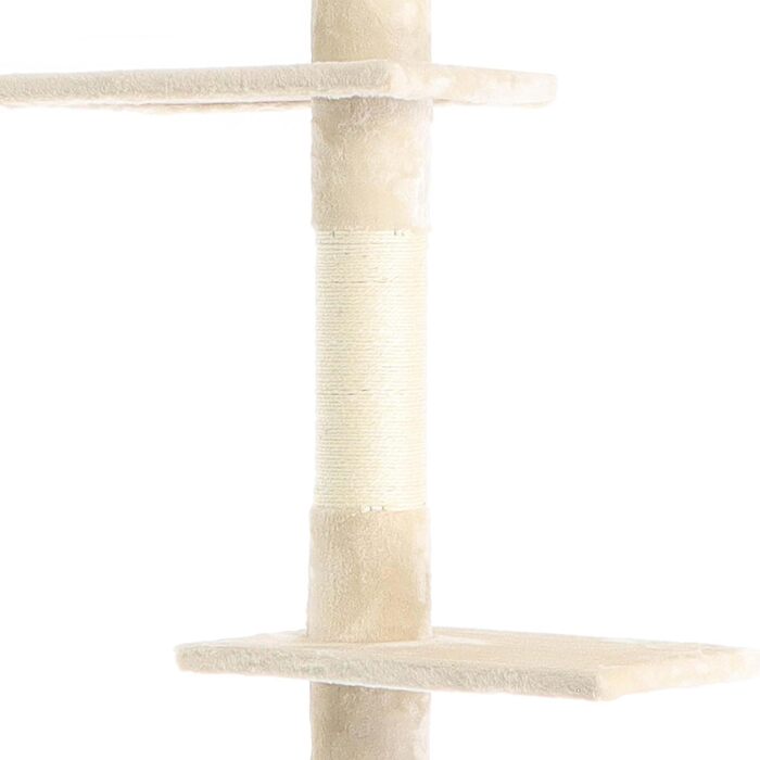 Котячий будиночок-крізьбаум Fudajo, 230–276 см, бежевий, з сизалю, 4 рівні