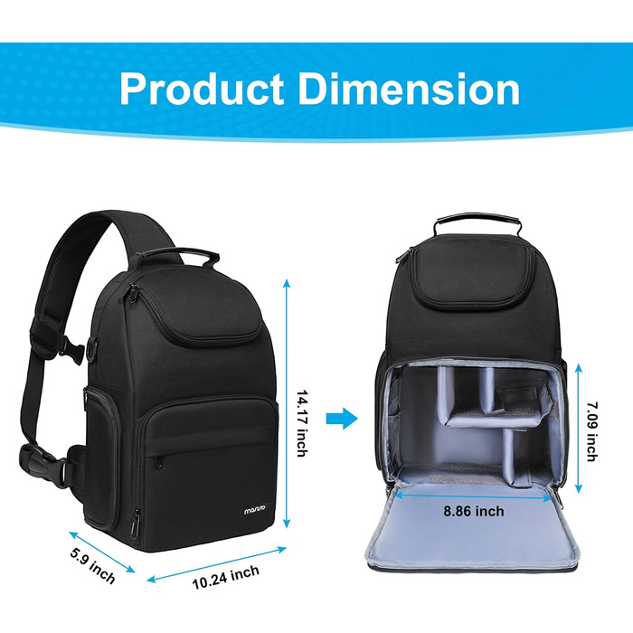 Сумка для камери MOSISO: Crossbody Sling Rucksack для фотографів Canon, Nikon, Sony (з тримачем для штатива)