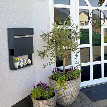 Поштовий ящик Metzler Stelio Anthrazit з газетницею та гравіюванням імені з нержавіючої сталі V2A - RAL 7016