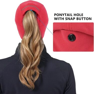 Жіноча зимова шапка GADIEMKENSD з відбиваючими елементами та кишенькою для хвоста, навушник-гетр, для активного відпочинку (червона)