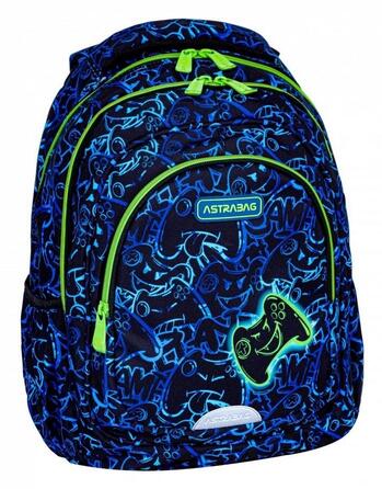 Багатовідсіковий шкільний рюкзак AstraBag (чорний, синій, зелений), 20 л
