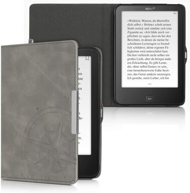 Чохол kwmobile для Tolino Vision 1/2/3/4 HD - з штучної шкіри, Kompass Vintage Grey