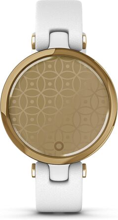 Garmin Lily™ – класичний розумний годинник з сенсорним екраном та декорованим корпусом, світло-золотистий з білим шкіряним ремінцем