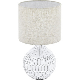 Настільна лампа EGLO Bellariva: кераміка, кремовий колір, тканина білого кольору, з вимикачем, E14, для вітальні та спальні