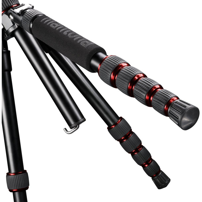 Штатив Mantona DSLM Travel - червоний, для камер, до 5 кг, з кульковою головкою та рівнем