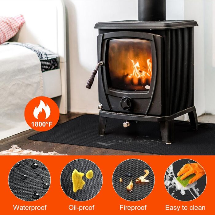 Вогнетривкий килимок підкладка 100х150 см зі скловолокна та силікону для гриля, каміна та барбекю, захисна підстилка для підлоги та газону