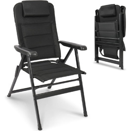 Крісло для кемпінгу Homecall складне, 150 кг, для саду, балкону, риболовлі, чорне. Регульована спинка, з підлокітниками.