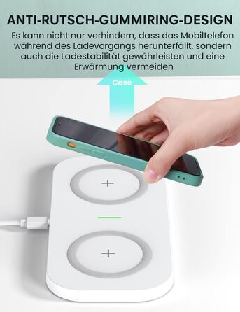 Бездротовий зарядний пристрій JoyGeek 2-в-1, 15W, для iPhone та Samsung, білий