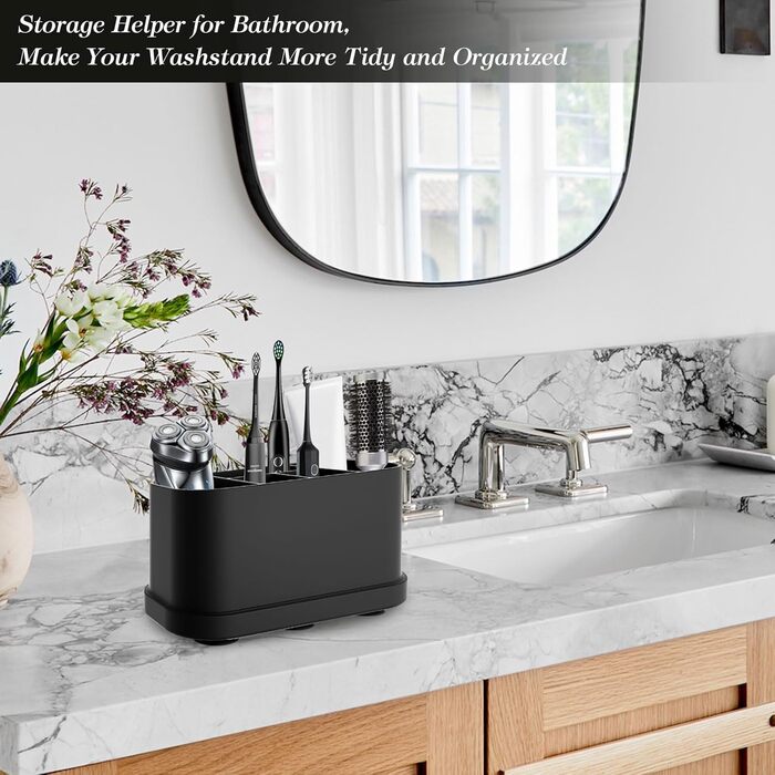 Тримач для зубних щіток з силікону, органайзер для ванної кімнати з присосками, 5 слотів, водонепроникний, для сім'ї (чорний)