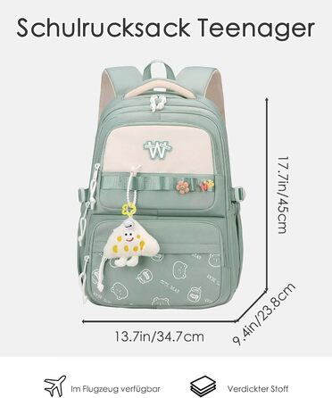 Шкільний рюкзак для підлітків: водонепроникний, великий, для дівчат та хлопців. Ідеальний для школи, подорожей та повсякденного використання (Блакитний)