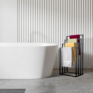 Підлоговий вішак-стійка для рушників у ванну кімнату, чорний, стиль лофт, YOKA