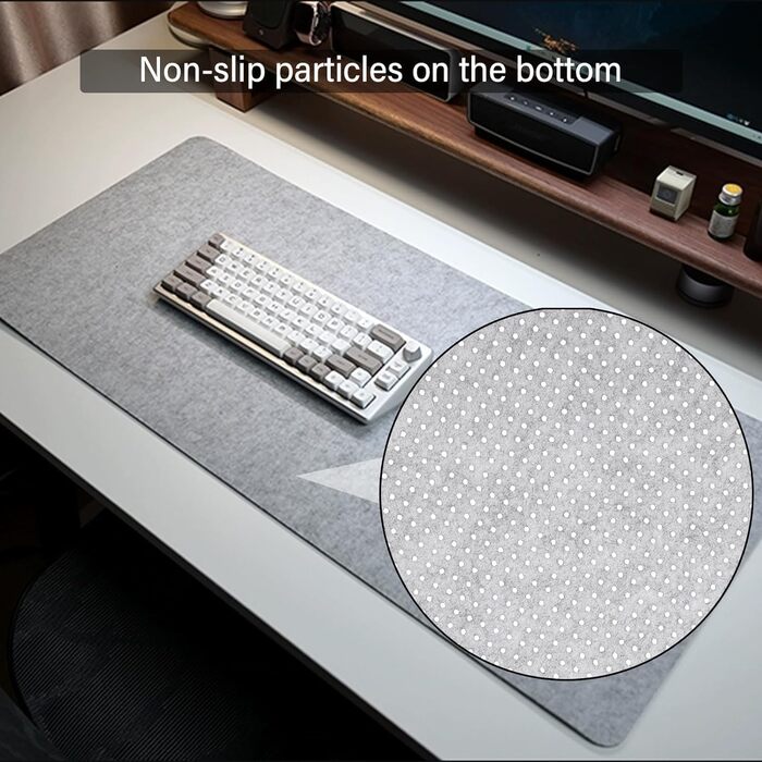 Підкладка під мишу з фетру 60x30 см, велика, сіра - захист столу та органайзер для дому та офісу