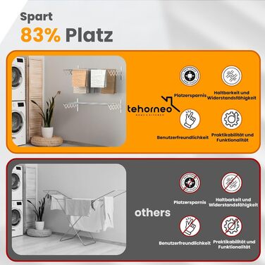 Настінна сушарка для білизни з нержавіючої сталі, висувна, 100 см, вантажопідйомність 25 кг