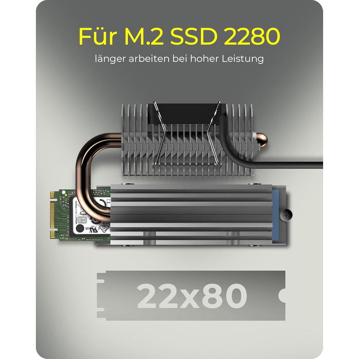 Охолоджувач для M.2 SSD ICY BOX з алюмінієвим радіатором та термопрокладками, без вентилятора, 10 мм, чорний