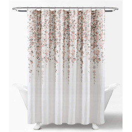 Шторка для душу Lush Decor з квітами, 183x183 см, Rouge та Grau