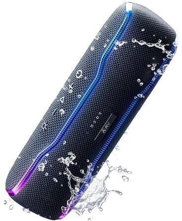 Bluetooth колонка AY з підсвіткою, водонепроникна IPX7, стереозвук, мікрофон, 24 год роботи, чорна