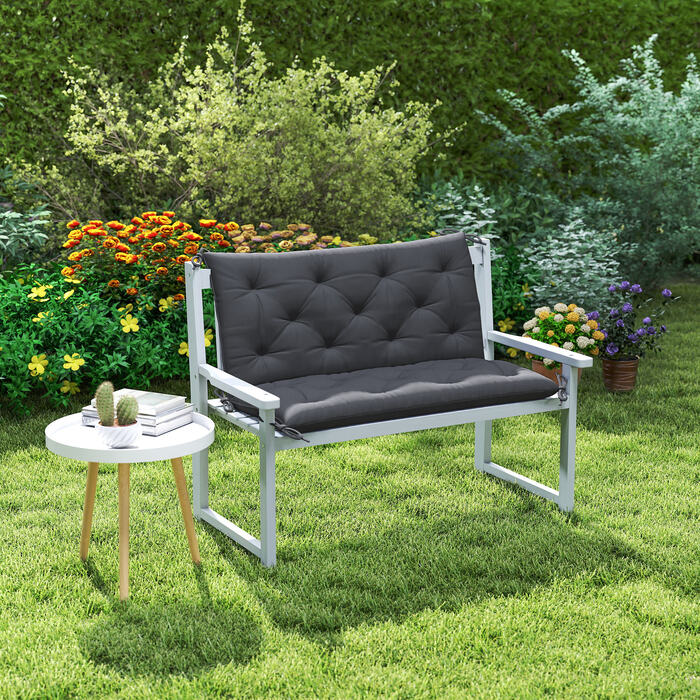Подушка для садового сидіння Outsunny, 100 x 98 x 8 см, м'який наповнювач з бавовни темно-сірого кольору, комфортний і стійкий до погодних умов.
