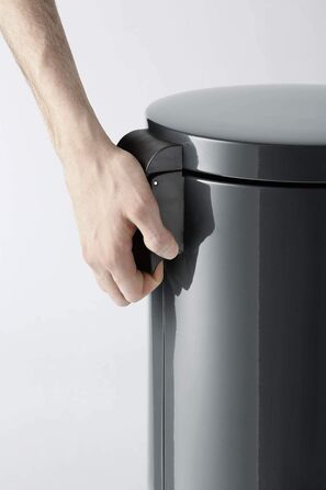 Відро для сміття металеве 12л Durable з педаллю, антрацит, з автоматичним закриттям та знімним відром